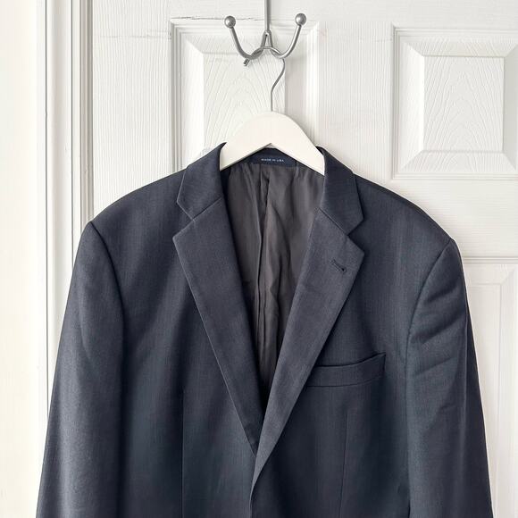 Joseph Abboud Loro Piana Wool Navy Blue Two Button Men Sports Jacket Blazer 42L - Picture 2 of 12